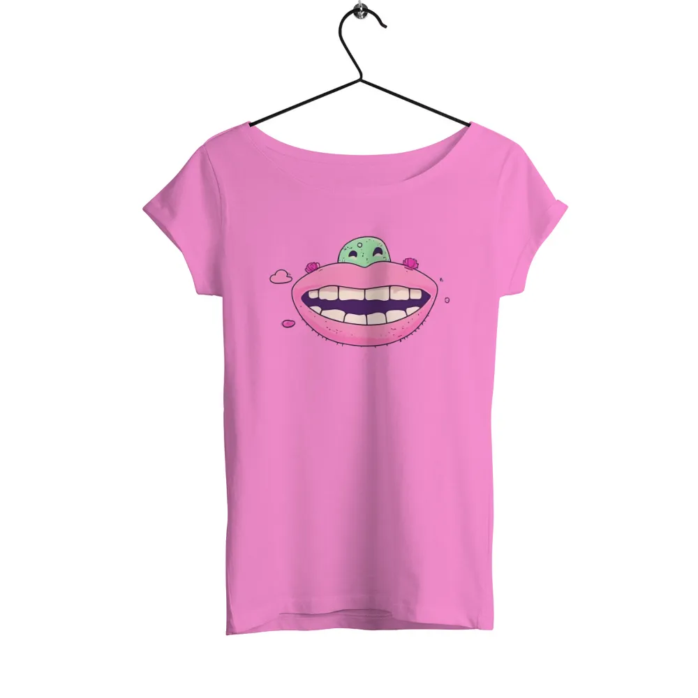 T-Shirts Design: Spread Joy with Zappy's Whimsical Smile|Zappy on exaggerated lips