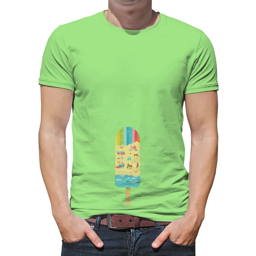 T-Shirts Design: Vibrant Beach Scene on an Ice Cream Bar|family 4th july shirts