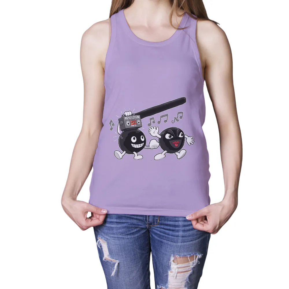 Customized Tee Shirts: Melo and Rhytmo - Music and Friendship| Animated characters with a boombox