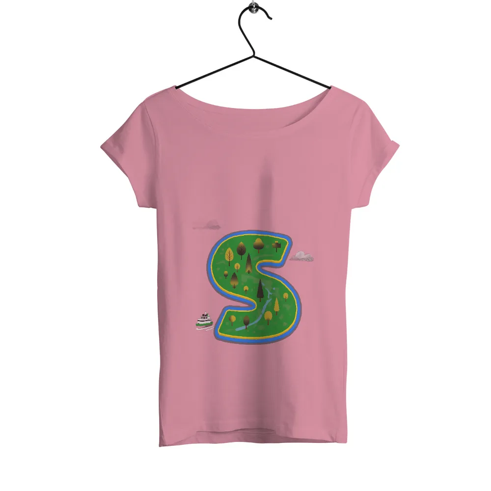 Custom Tee Shirts: Whimsical Landscape of Letter 'S'|Whimsical landscape of letter 'S'