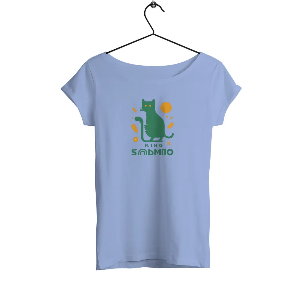 Playful Retro Cat Design - Green King Simmo with Orange Accents|neon green t shirts bulk