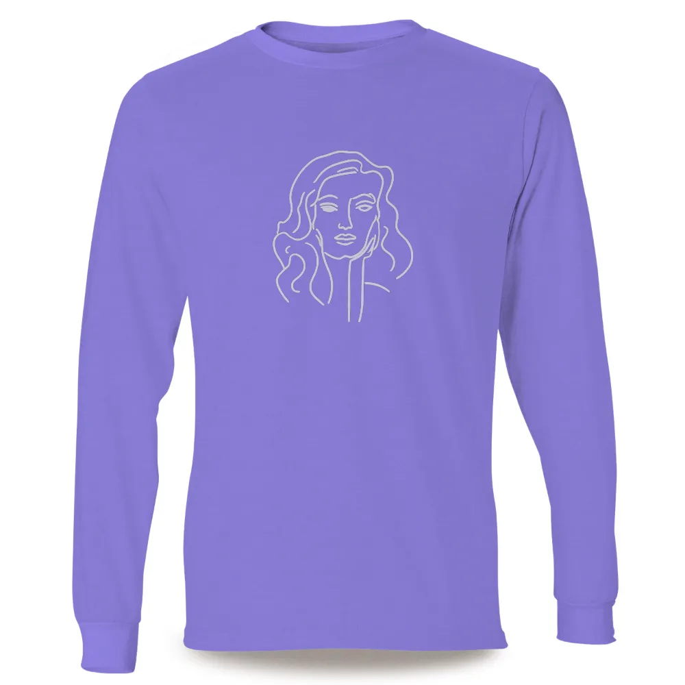 TShirt Printing: Minimalist Line Drawing of a Woman's Face|july woman birthday shirt