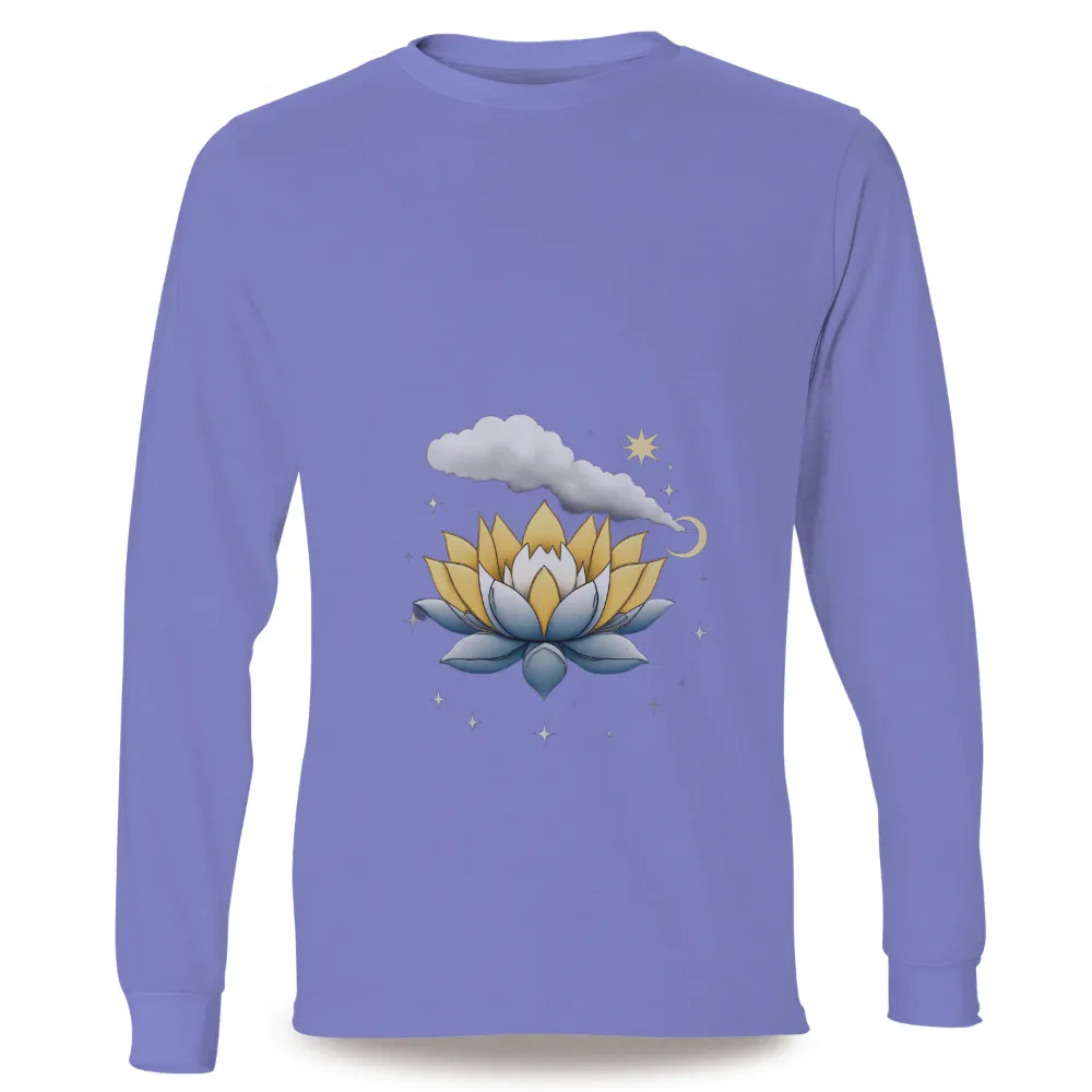 Tee Shirt Printing: Magical Lotus Under the Starry Night Sky|sun and moon t shirt kellogg's