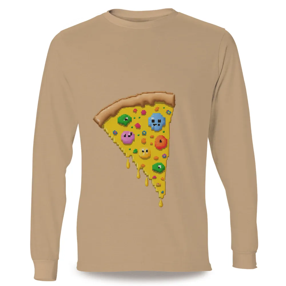 Retro Arcade-Themed Pizza Slice Design|men funny hawaiian shirts