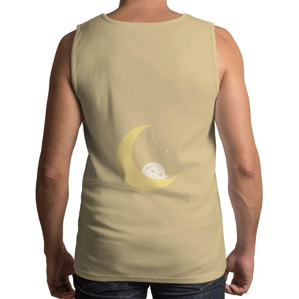 Custom Tee Shirts: Embrace Tranquility with Crescent Moon Dreams| Night sky with twinkling stars