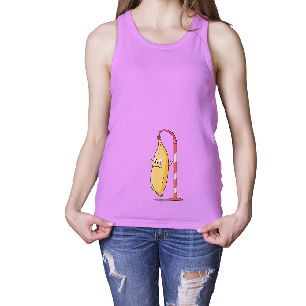 Custom T-Shirt Printing: Whimsical Banana Hanging on a Pole|military t shirts humor uk