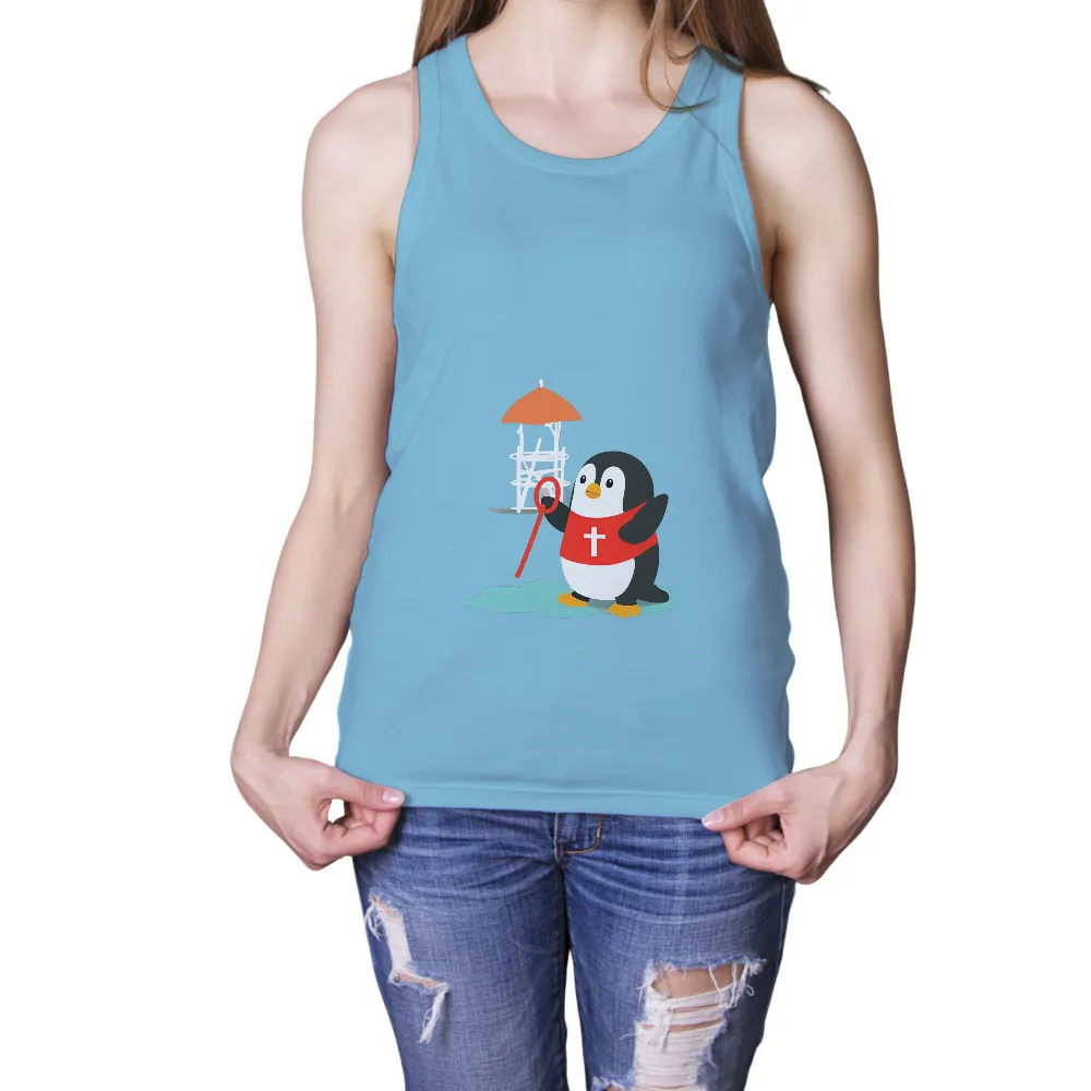 Pete the Penguin Lifeguard Tee Shirt Printing - Whimsical and Joyful Design|nba city t shirts