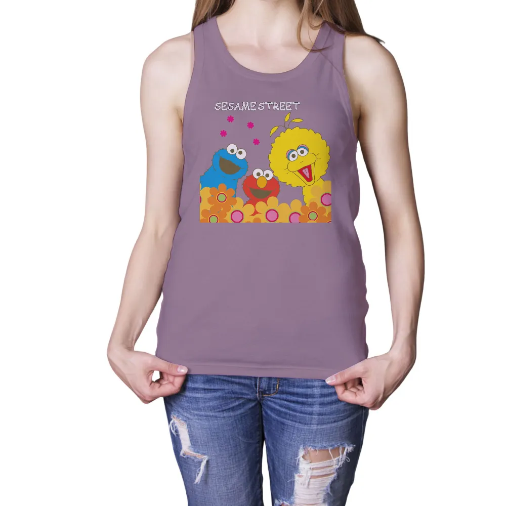 Graphic Tees: Sesame Street Friends in a Sea of Flowers|cookies t shirt sale