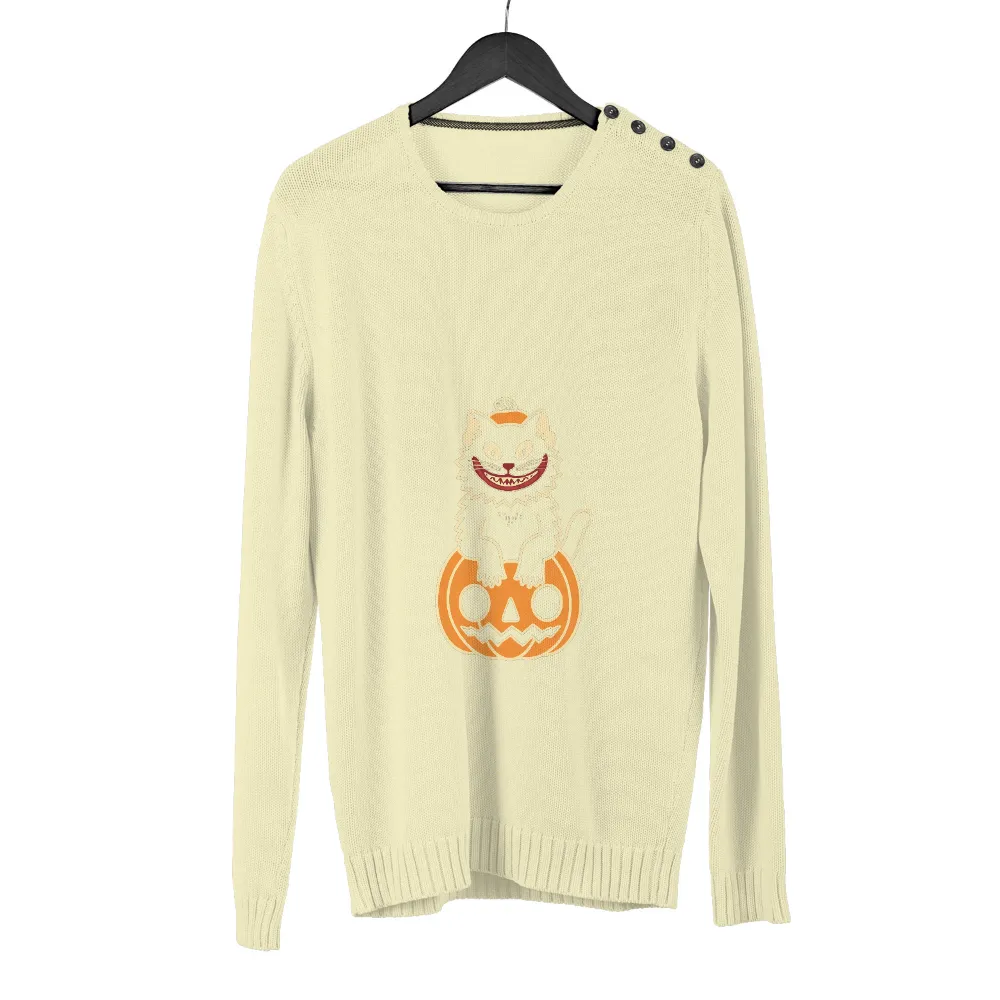 TShirt Design: Black Cat on Pumpkin - Halloween Spirit| Halloween spirit