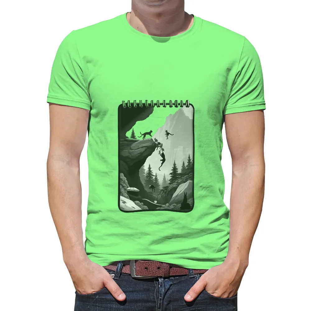 Custom Tee Shirts: Cats Climbing Cliff Adventure|adventure time star wars shirt