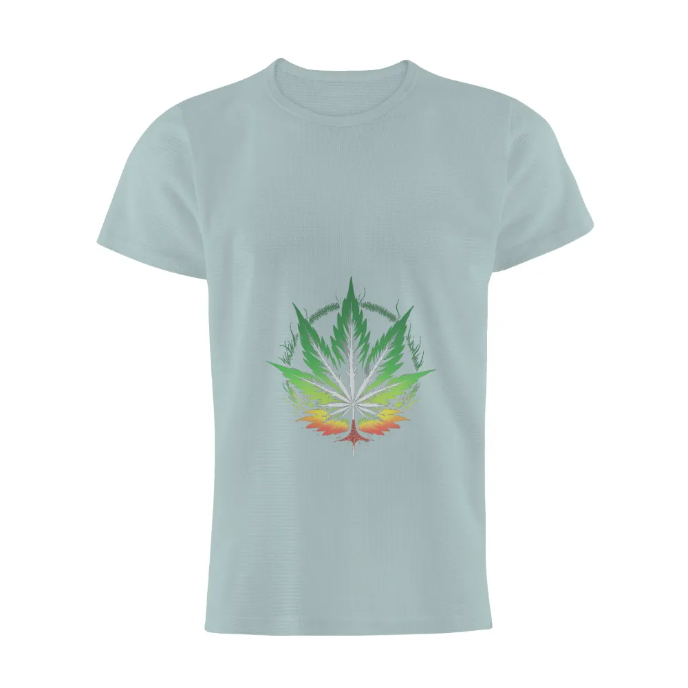 Custom T-Shirt Printing: Vibrant Cannabis Leaf Design|graffiti nature