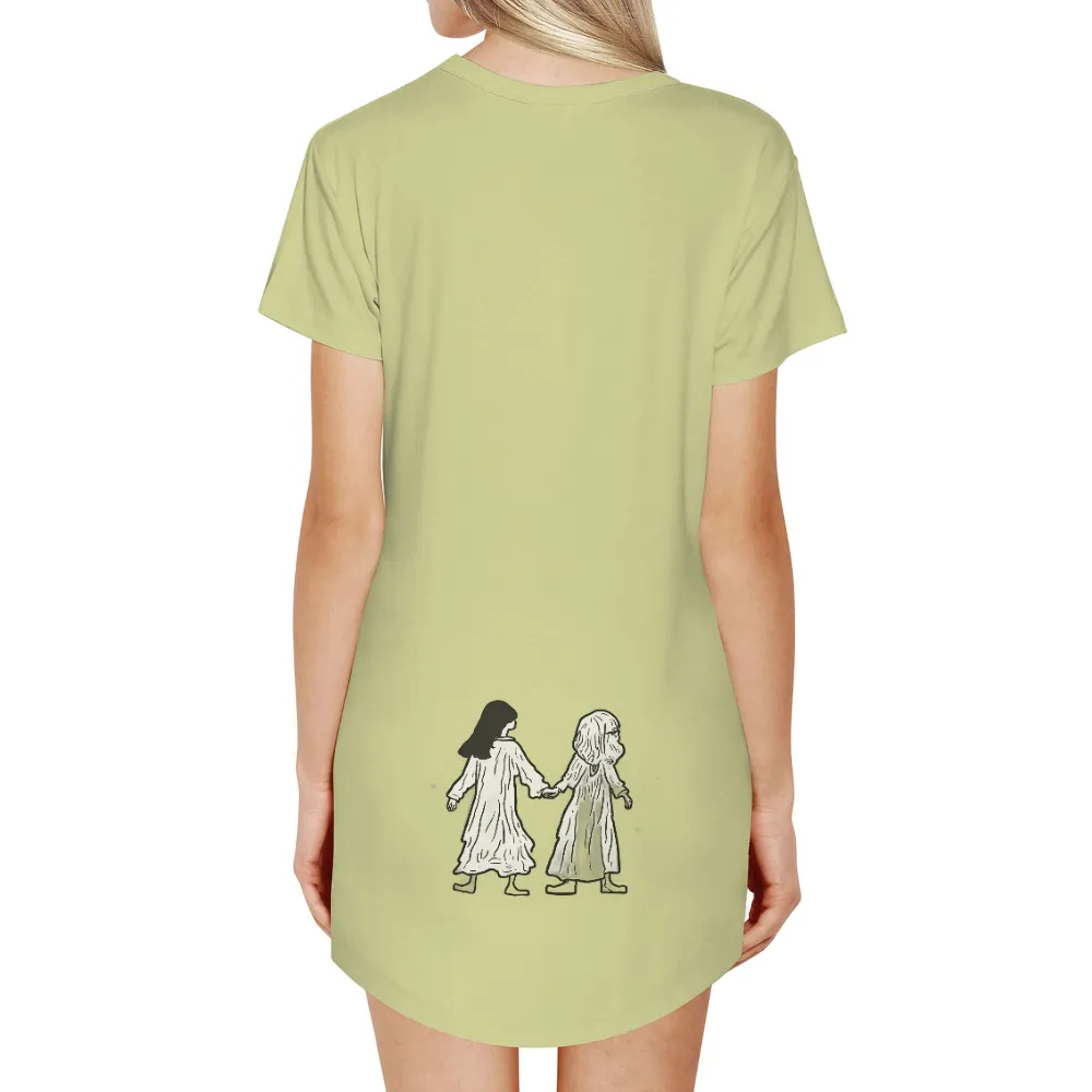 Tee Shirt Printing: Ghostly Children in White Robes - Artistic Horror Design|t shirt roblox black and white