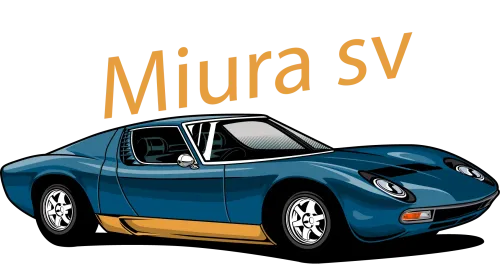 Tee Shirts Printed: Lamborghini Miura SV - Vintage Car Enthusiast