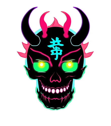 Custom T-Shirt Printing: Neon Samurai Skull - Cyberpunk Art