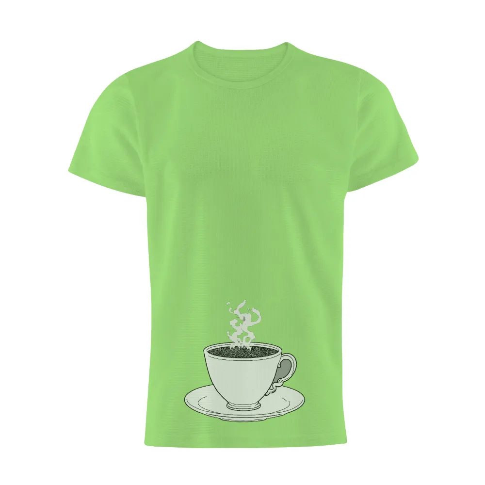 T-Shirts Design: A Cup of Coffee - Morning Tranquility| morning tranquility