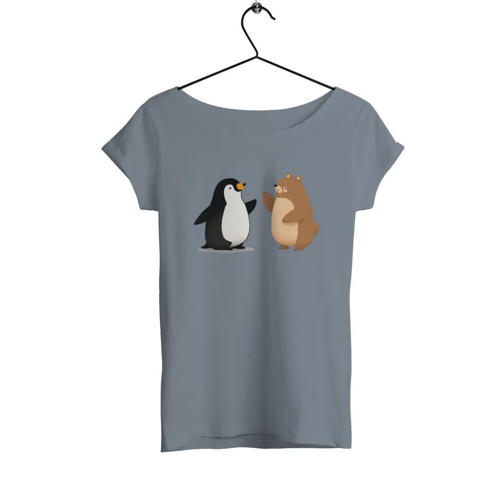 T-Shirt Printing: Percy the Penguin and Bruno the Bear - Unlikely Friends|cartoon bear print colorblock oversized tee