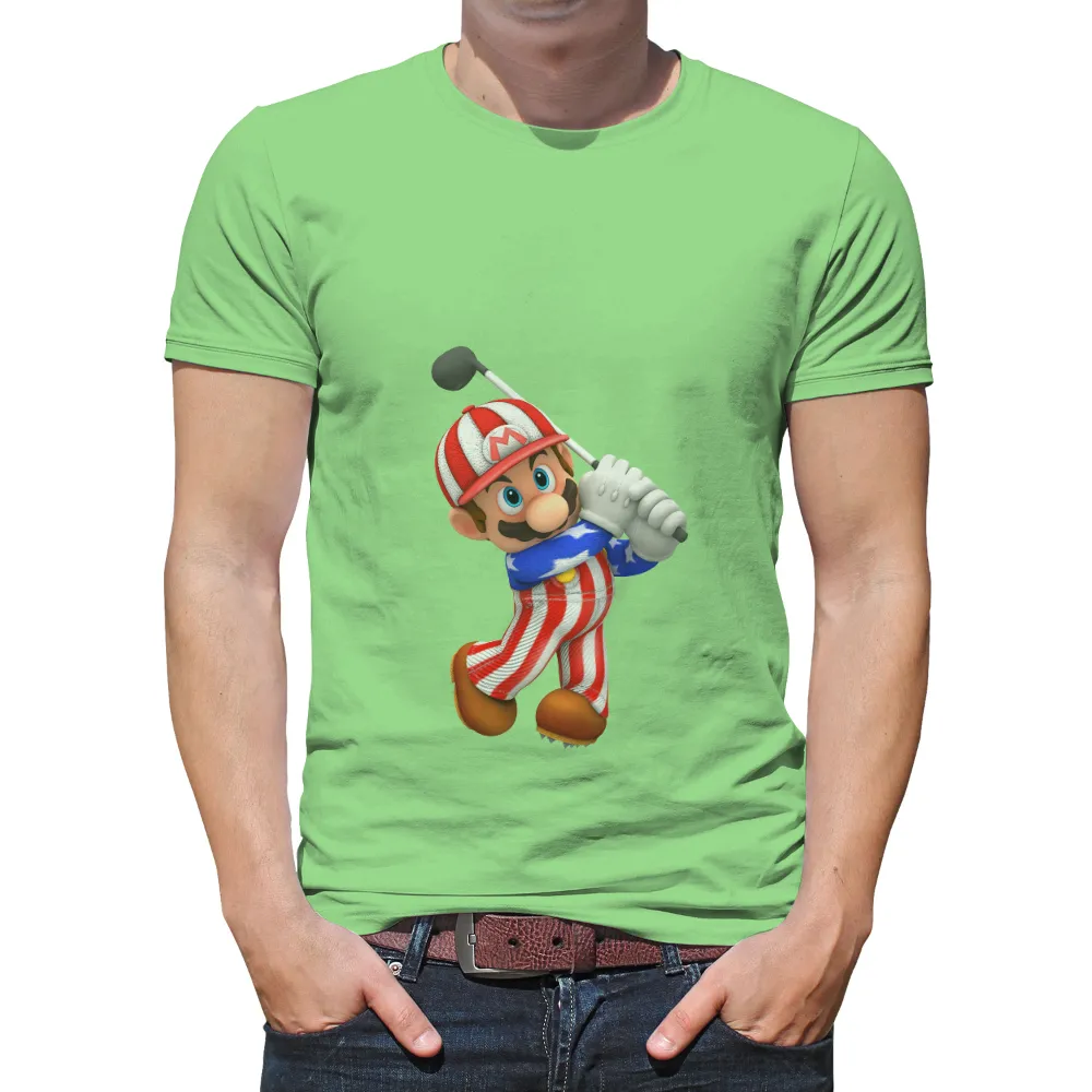 Custom T-Shirt Printing: Mario Golf - Patriotic Sports Design|fun summer button down shirts