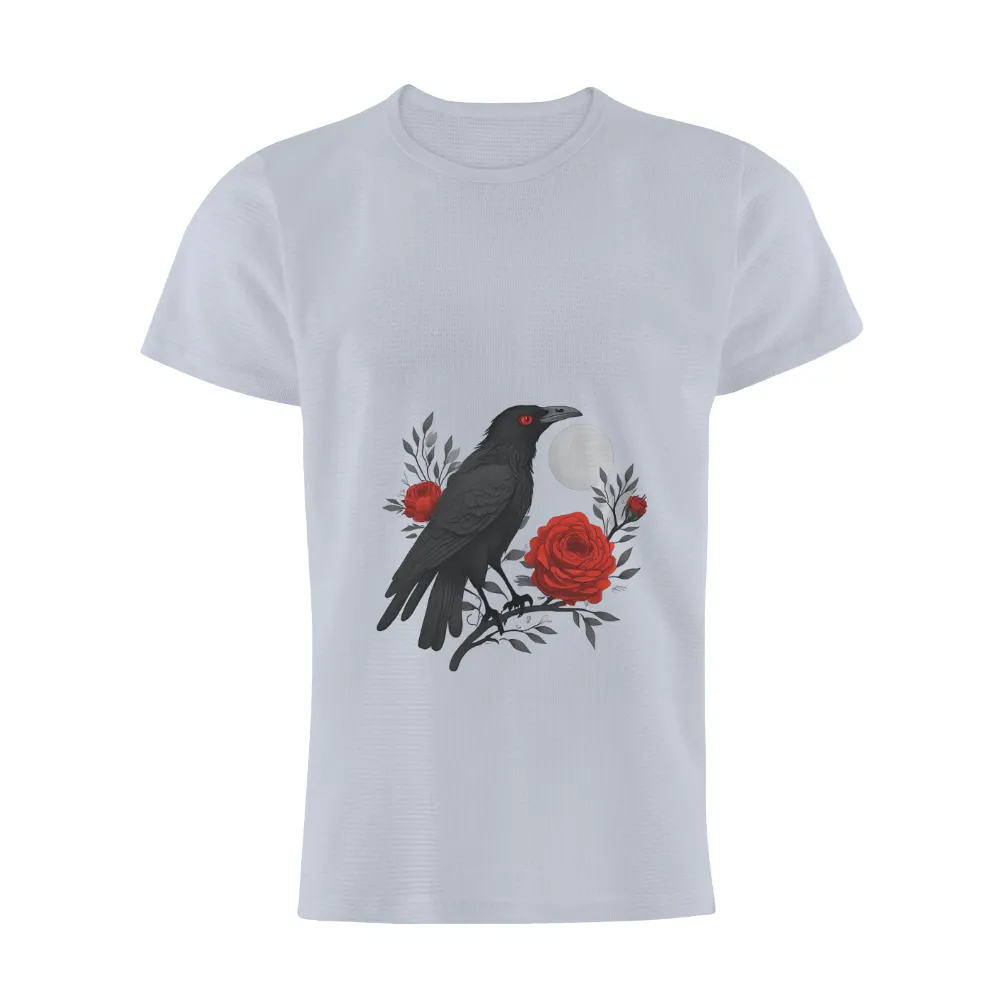 TShirt Design: Crow and Red Roses Under the Moon|love for damar 3 shirts