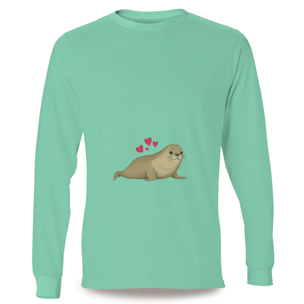 Custom Tee Shirts: Adorable Seal Pup with Hearts - Funny & Whimsical Design|t shirt roblox pink cute