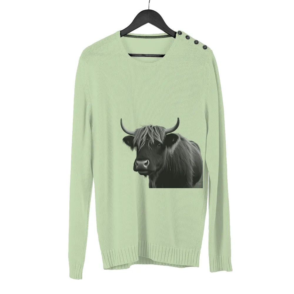 Highland Cow T-Shirts Custom: Monochromatic Majesty|t shirt painting on nature