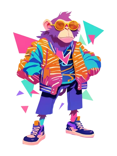 Monkey in Geometric Patterns - 90's monkey shirt