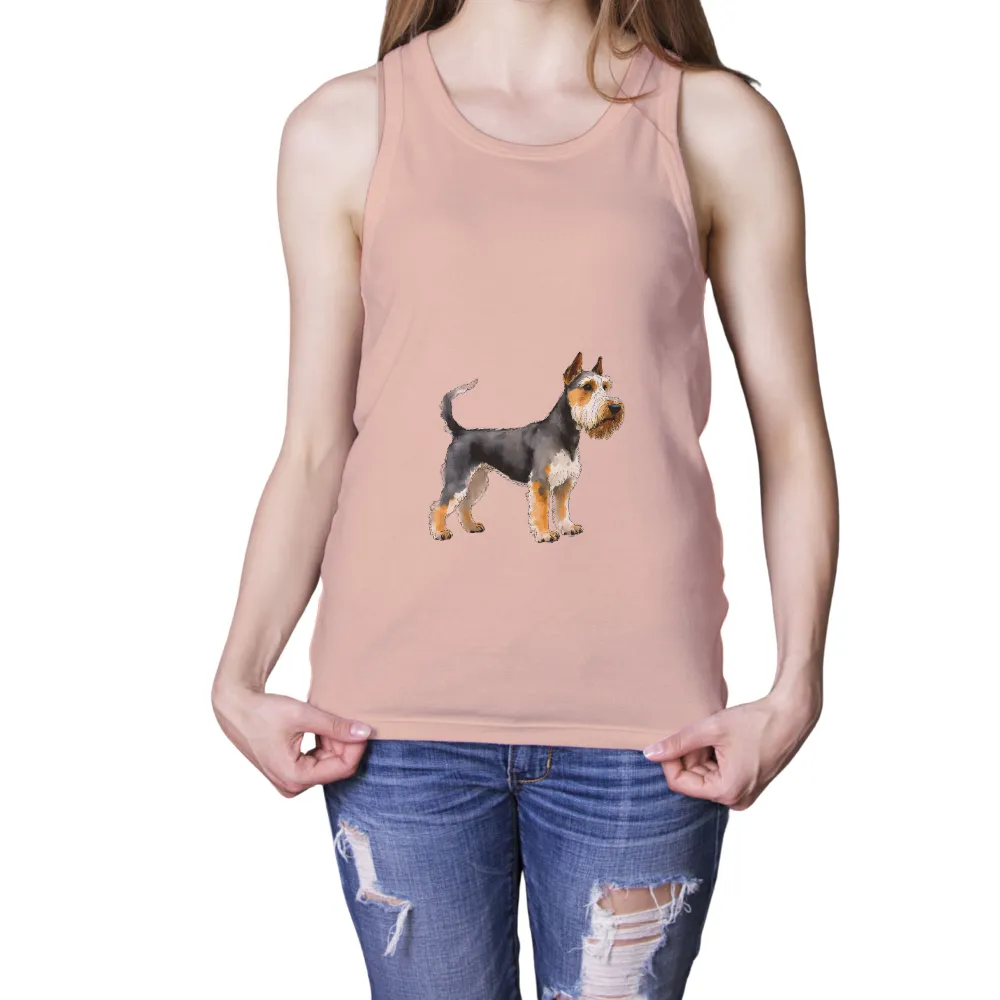 Graphic Tees: Max the Adventurous Schnauzer - Artistic Dog Design|mardi gras bead dog shirt