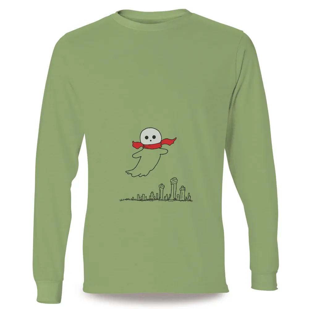 Luna: Ghostly Figure in a Futuristic City - T-Shirts Design|ghost river brewery t shirt