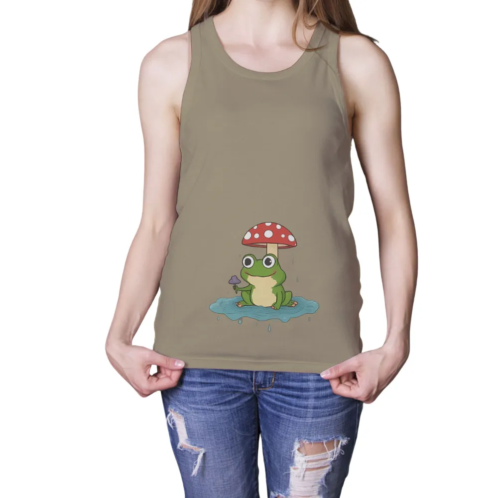 Graphic Tees: Enchanted Forest Frog - Whimsical Nature Harmony|army frog shirt