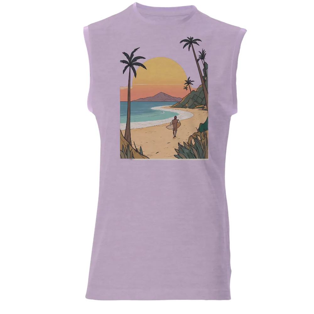 T-Shirts Custom: Vintage Beach Sunset with Surfer|vintage kung fu shirt