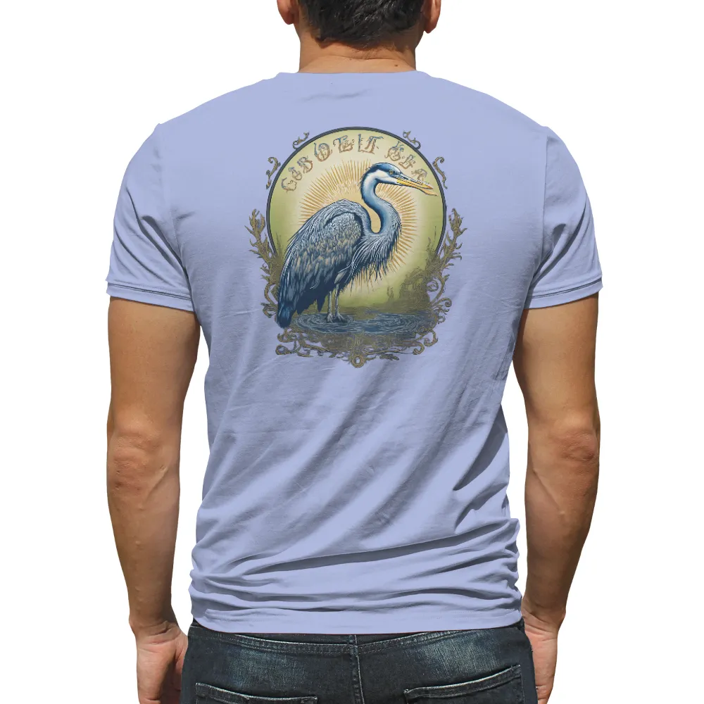 Custom Design Featuring Heron Nature Tranquility Art|rolling stones men's retro 70's vibe vintage t shirt black