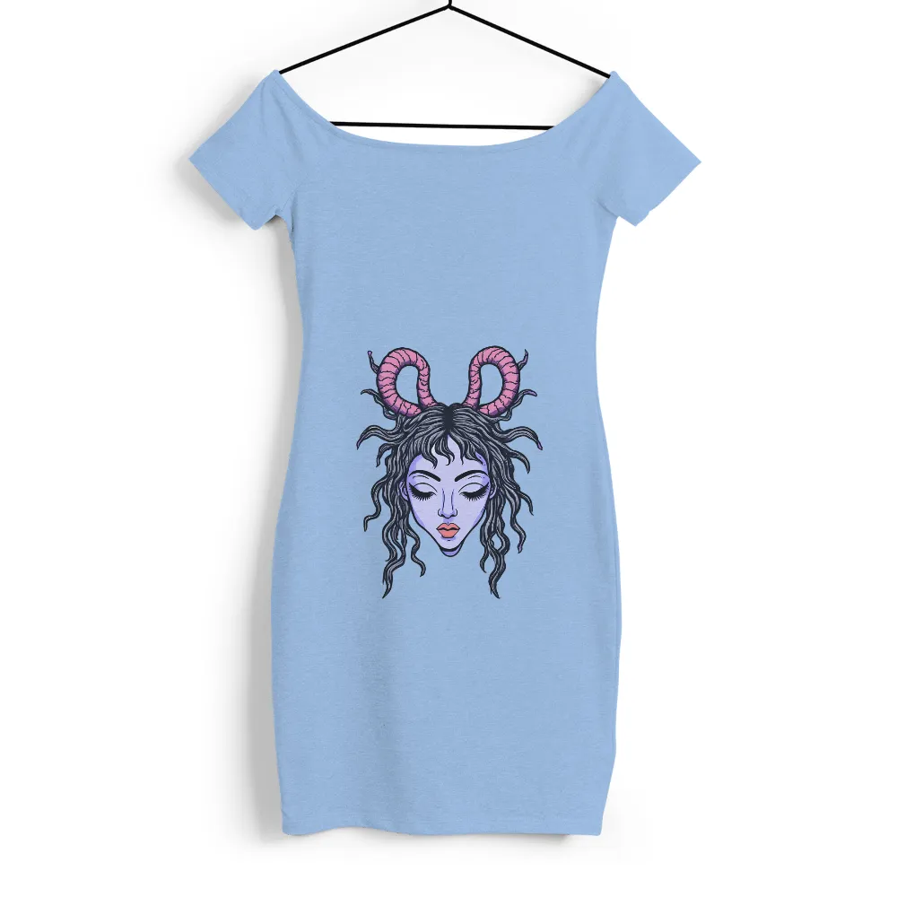 Mystical Figure with Spiral Horns: Unleash Your Inner Fantasy|sci fi fantasy biker tee