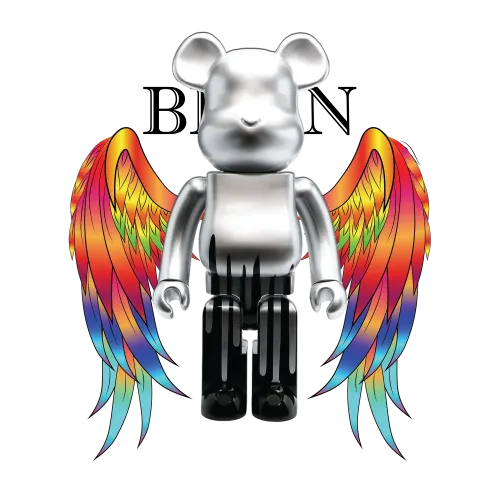 T-Shirts Design: Silver Bear with Rainbow Wings - A Symbol of Hope and Freedom