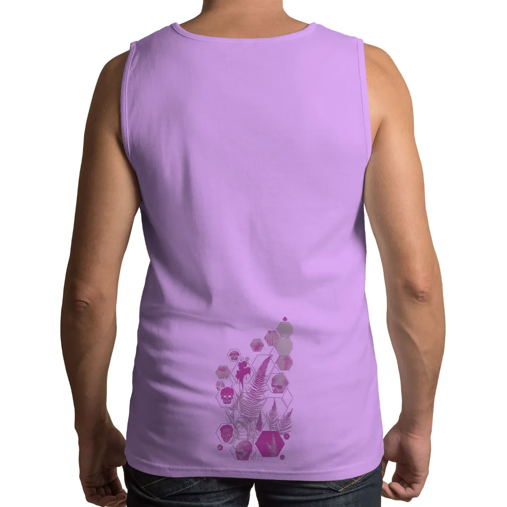 Graphic Tees: Pink Skulls & Ferns - Artistic Design| vibrant pink skulls