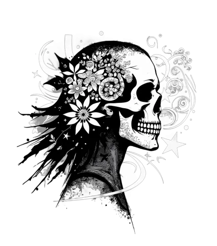 TShirt Printing: Skull and Flowers - A Blend of Life and Death