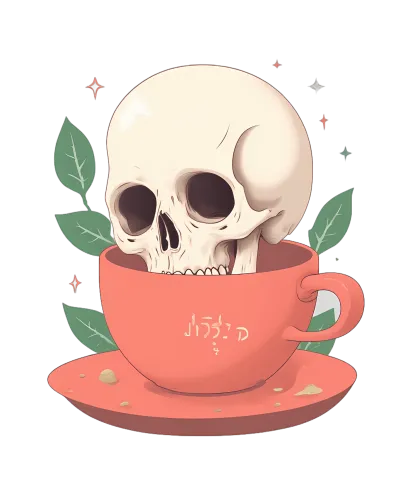 Customized Tee Shirts: Whimsical Skull in a Teacup - Artistic Design