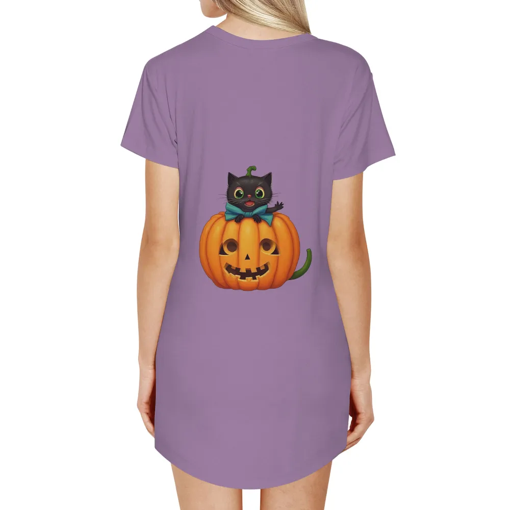 Tee Shirts Printed: Whimsical Black Cat Witch on Pumpkin|cute mothers day shirt ideas