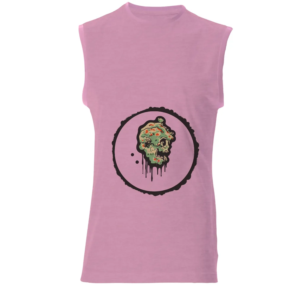 Tee Shirt Printing: Skull of Transformation - Vibrant Colors and Black Background| Melting skull