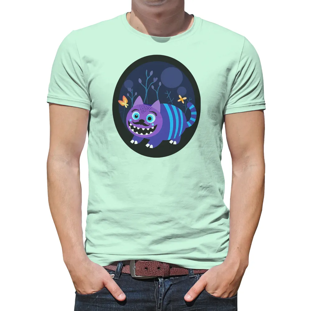 Tee Shirt Printing: Whimsical Purple Cat in a Moonlit Forest|nhl games last night