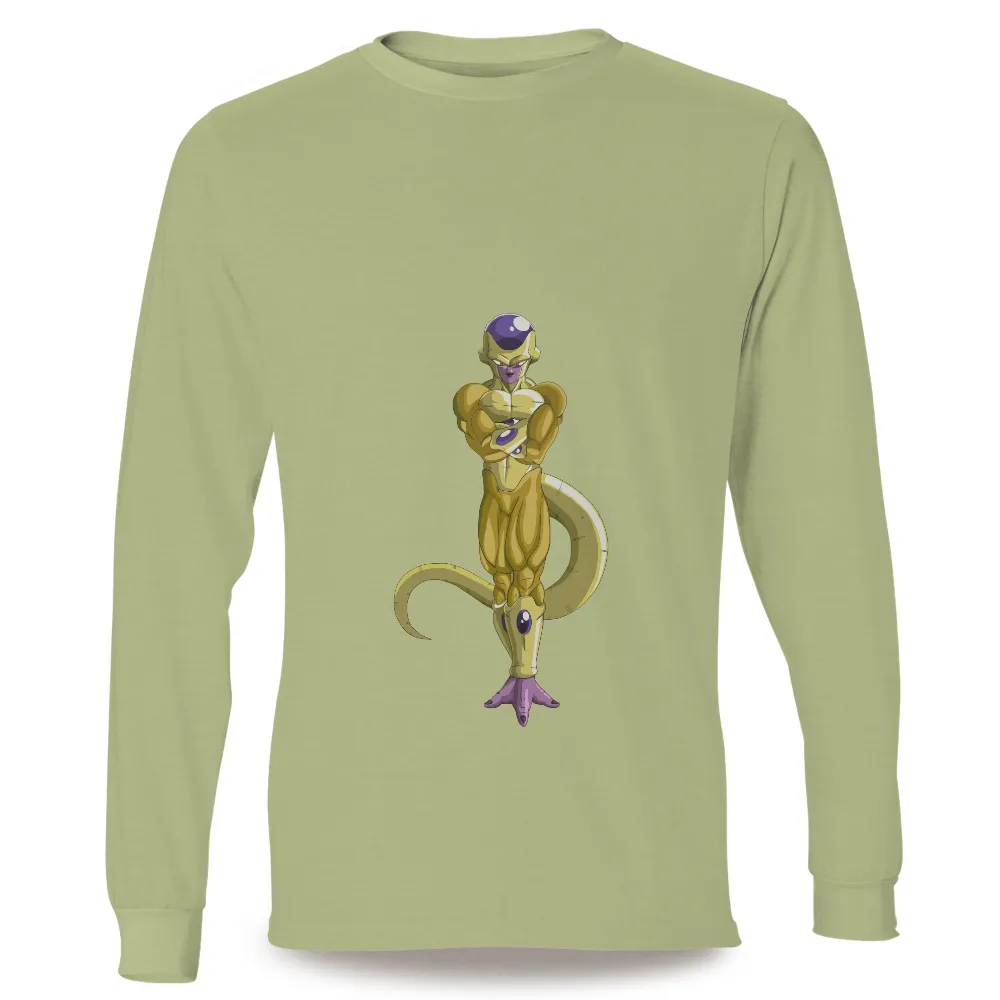 Custom Tee Shirts: Golden Warrior of Epic Proportions|cartoon character with blue shirt