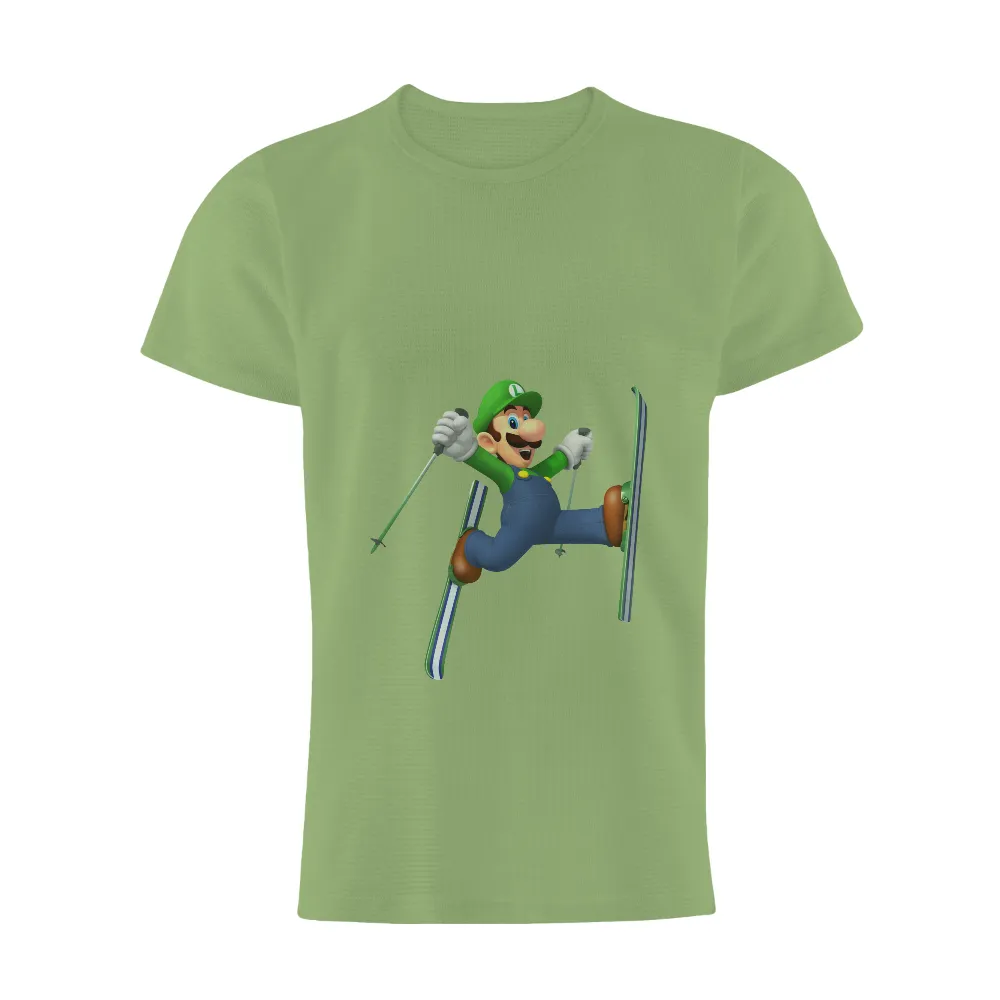 T-Shirt Printing: Skiing Adventure with Classic Video Game Character|mens shirts winter 2022