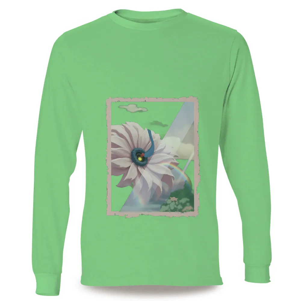 TShirt Design: Lumina Bloom - Magical Flower of Hope|skeleton hands rainbow shirt