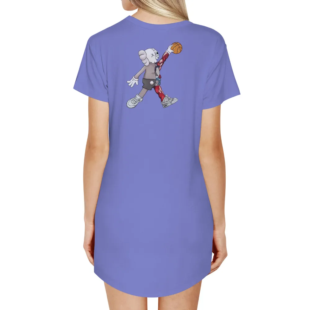 Basky: Sports Graphic Tees for Determination and Resilience|blue shirt cartoon character