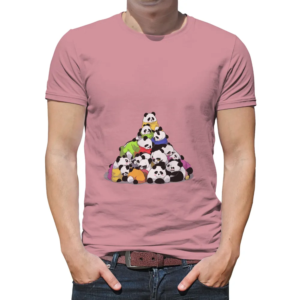 Tee Shirts Printed: Colorful Pandas United in Friendship|hard times joy division shirt