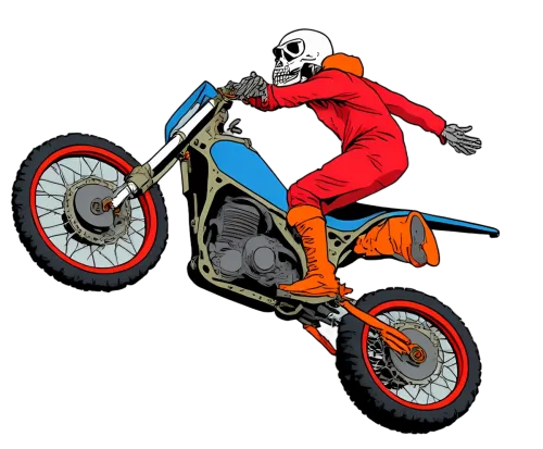 Custom Tee Shirts: Skeleton Motocross Adventure