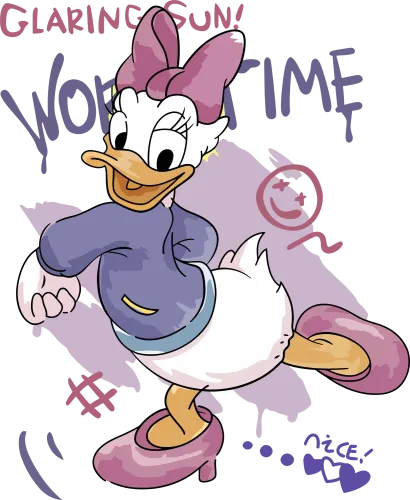 Tee Shirts Printed: Daisy Duck Dancing Under the Glaring Sun