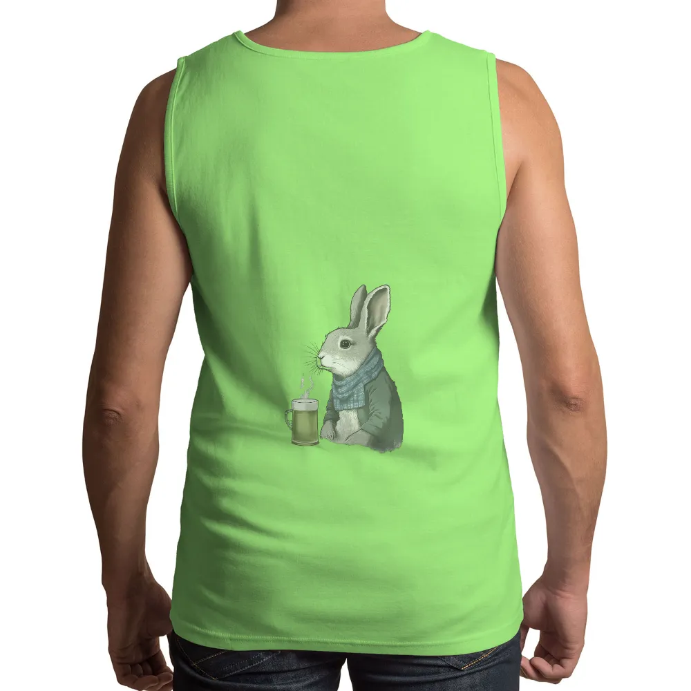 Custom T-Shirt Printing: Cozy Rabbit with Steaming Tea Cup|easter rabbit shirt