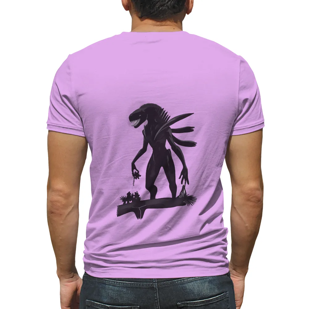 Customized Tee Shirts: Unleash Your Fears with the Shadow Beast Design| Creature with sharp teeth