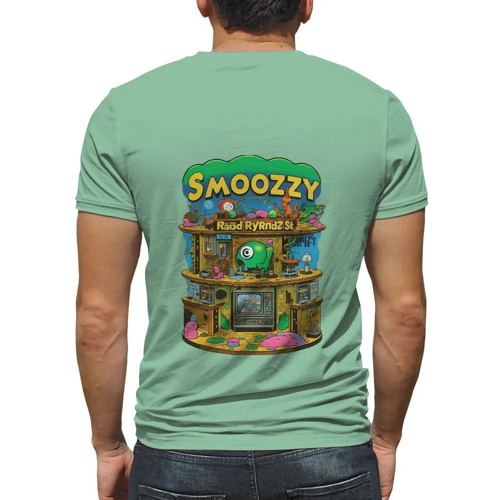 Custom Retro-Futuristic Slime Design: SMOOZZY Artwork|70s retro button up shirt