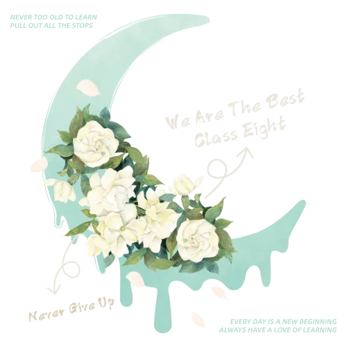 T-Shirts Custom: Crescent Moon & White Flowers - We Are The Best Class Eight