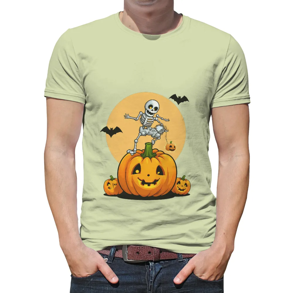 Tee Shirts Printed: Skeleton Pumpkin Fun - Halloween Spirit|buc ee's shirts halloween 2022